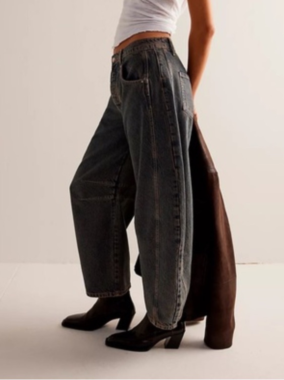 Free People We The Free Good Luck Mid-Rise Barrel Jeans - Picture 3 of 8